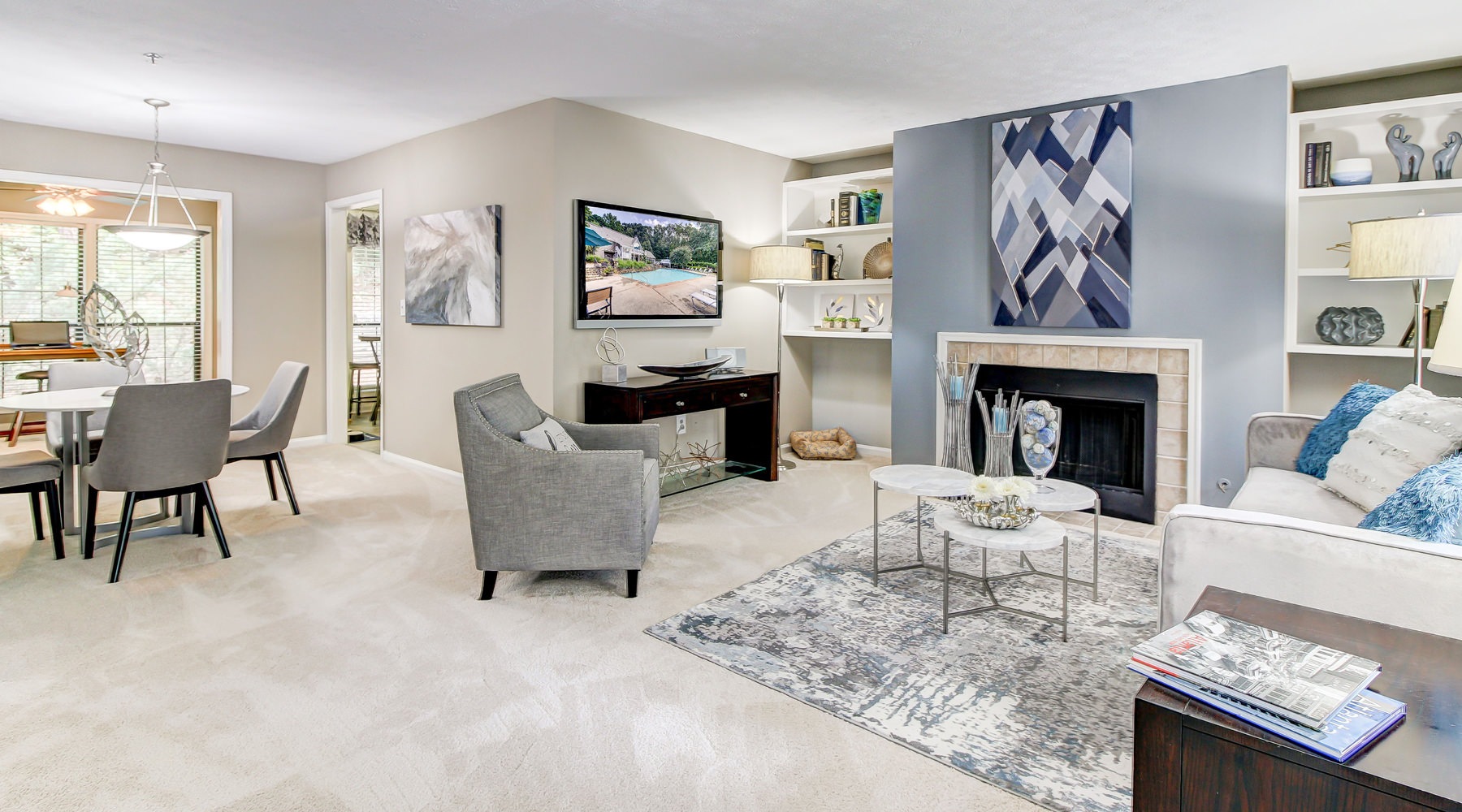 Open space living area with natural lighting